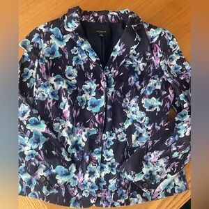 Ann Taylor Navy Floral Blazer with Blue and Purple